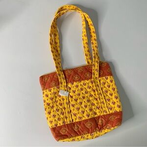 NEW Size Medium Bag Mustard Yellow Rusty Red Floral Print Boho Cottage Prairie